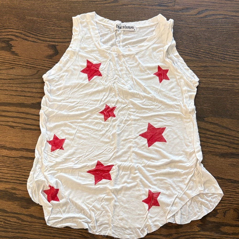 Chaser White Tank Top with Red Stars